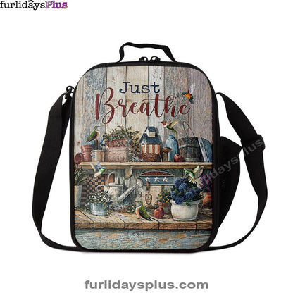 Just Breathe Kitchen Hummingbird Lunchbag, Bible Verse Lunch Bag, Christian Lunchbag Lunchbag