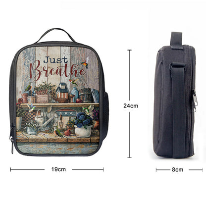 Just Breathe Kitchen Hummingbird Lunchbag, Bible Verse Lunch Bag, Christian Lunchbag Lunchbag