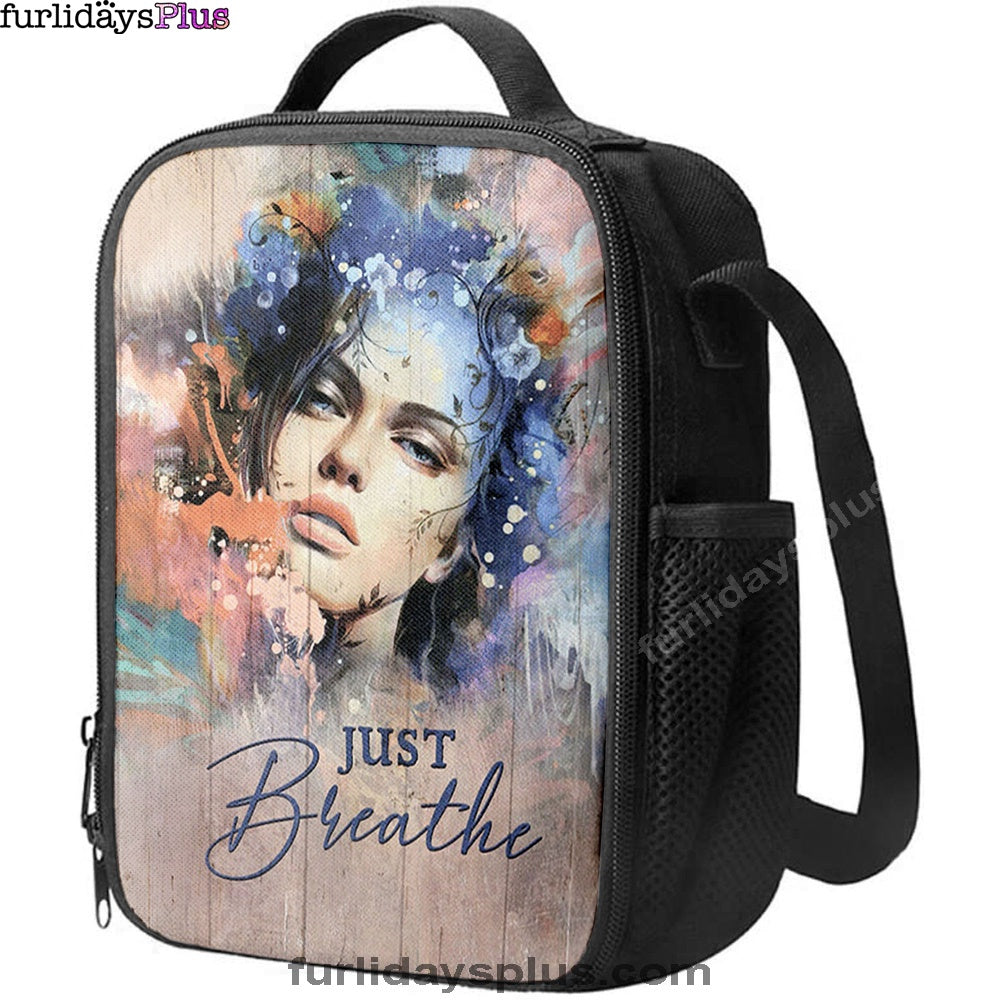 Just Breathe Lunchbag, Bible Verse Lunch Bag, Inspirational Art, Christian Lunchbag