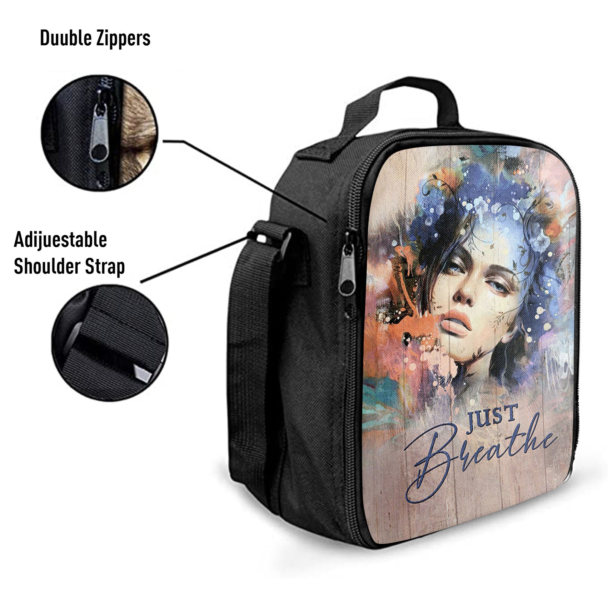 Just Breathe Lunchbag, Bible Verse Lunch Bag, Inspirational Art, Christian Lunchbag