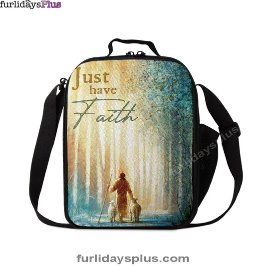 Just Have Faith He Leadeth Me Jesus Sheep Lunchbag, Jesus Christ Lunch Bag, Christian Lunch Bag