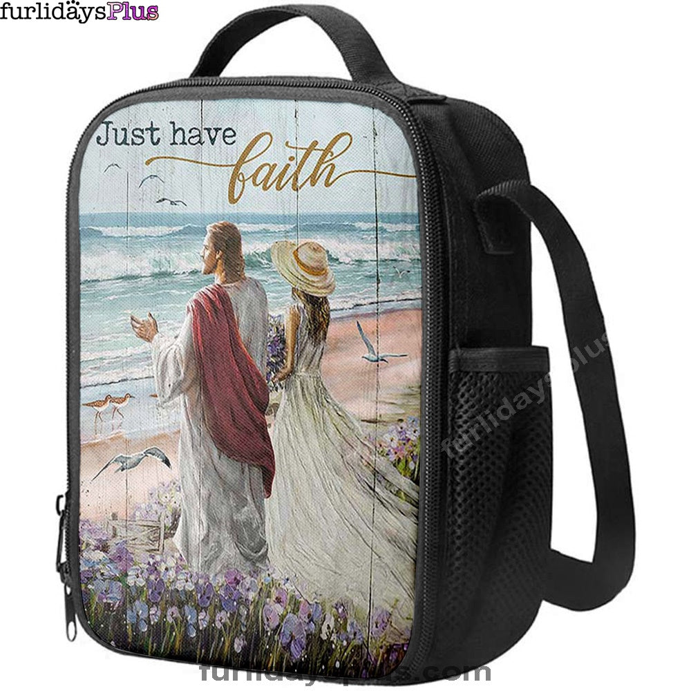 Just Have Faith Walk With Jesus Blue Ocean Lunchbag, Christian Lunchbag, Bible Verse Lunch Bag