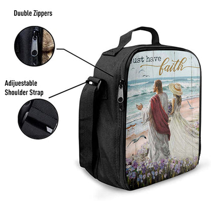 Just Have Faith Walk With Jesus Blue Ocean Lunchbag, Christian Lunchbag, Bible Verse Lunch Bag