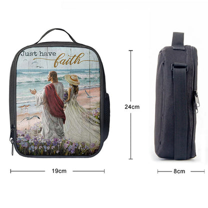 Just Have Faith Walk With Jesus Blue Ocean Lunchbag, Christian Lunchbag, Bible Verse Lunch Bag