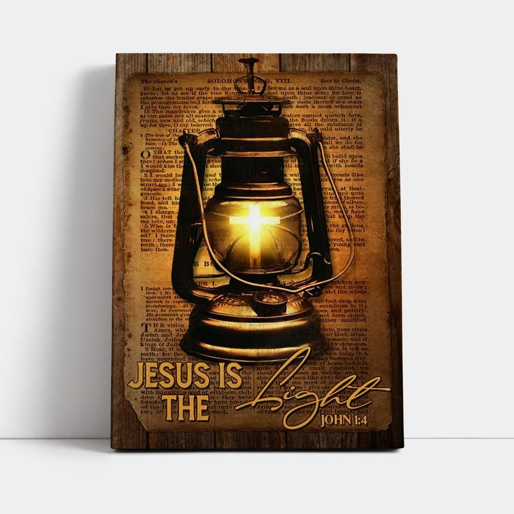 Kerosene Lamp Light Cross Jesus Is The Light Canvas Poster