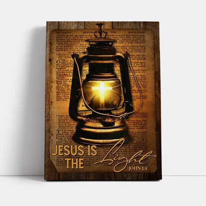 Kerosene Lamp Light Cross Jesus Is The Light Canvas Poster