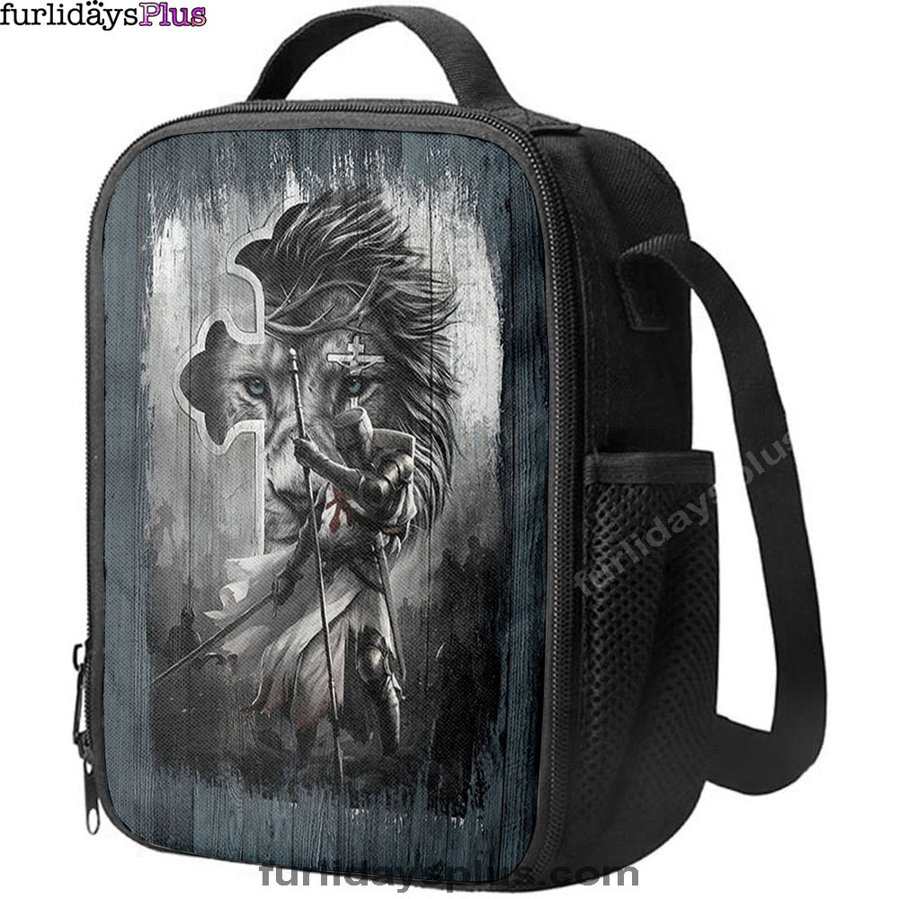 Knight Lion Of Judah And The Cross Lunchbag, Lion Lunchbag Print, Christian Lunchbag, Religious Lunchbag