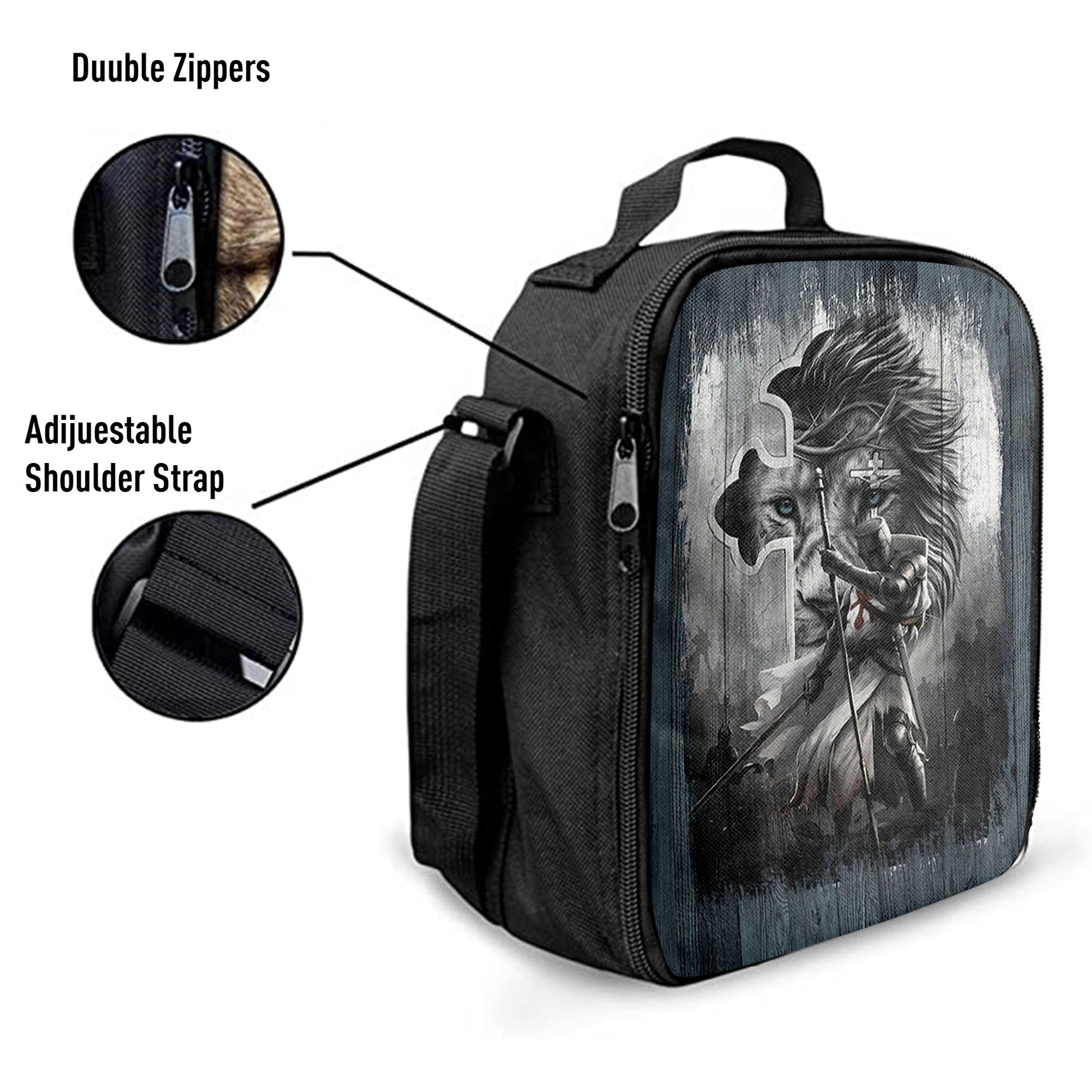 Knight Lion Of Judah And The Cross Lunchbag, Lion Lunchbag Print, Christian Lunchbag, Religious Lunchbag