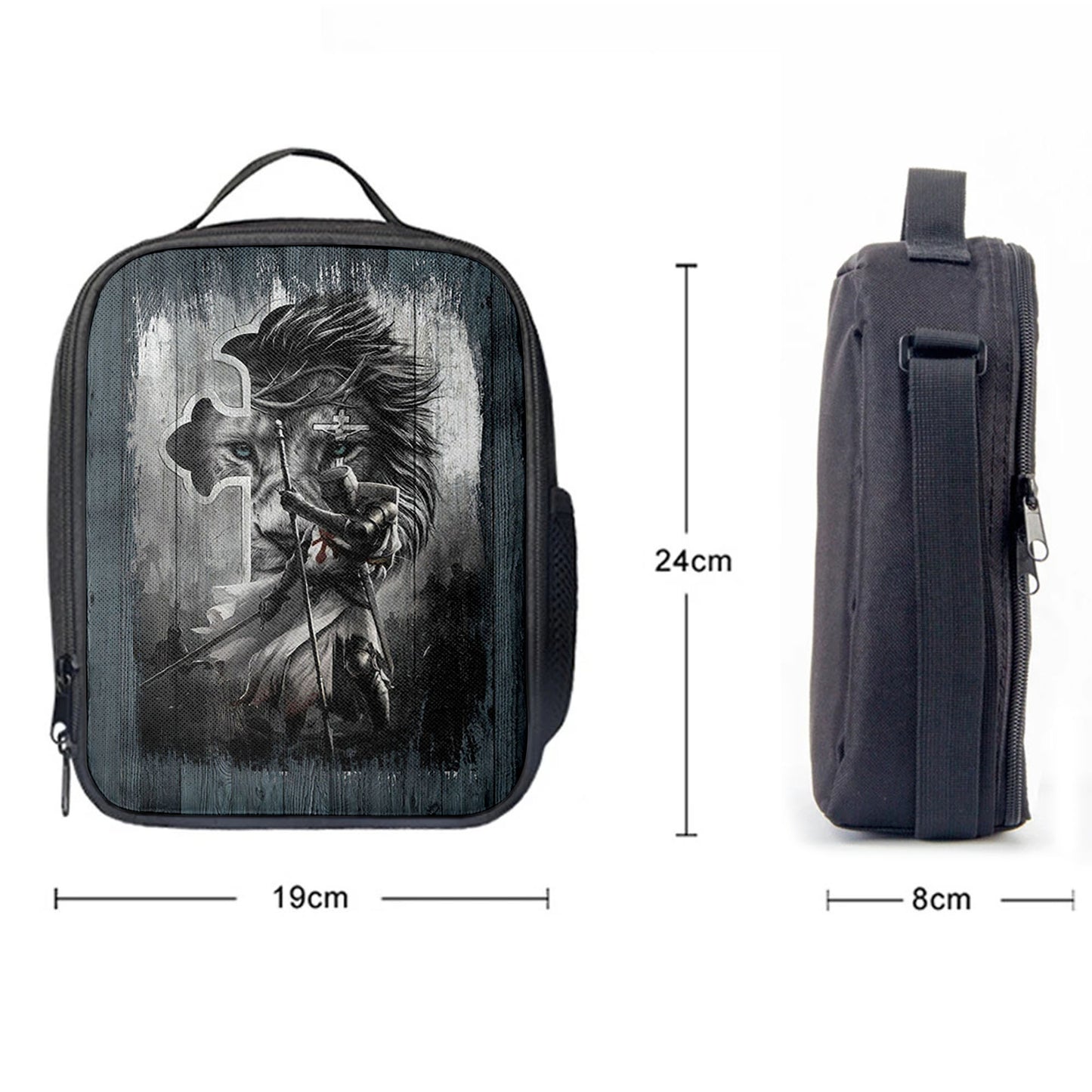 Knight Lion Of Judah And The Cross Lunchbag, Lion Lunchbag Print, Christian Lunchbag, Religious Lunchbag