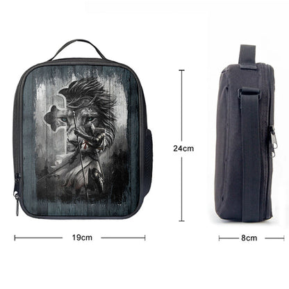 Knight Lion Of Judah And The Cross Lunchbag, Lion Lunchbag Print, Christian Lunchbag, Religious Lunchbag