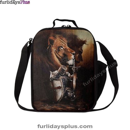 Knight Of God Lion Of Judah Serving The Lord Lunchbag, Lion Lunchbag Print, Christian Lunchbag, Religious Lunchbag