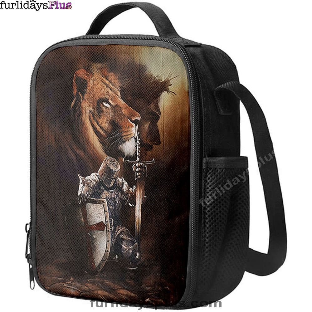 Knight Of God Lion Of Judah Serving The Lord Lunchbag, Lion Lunchbag Print, Christian Lunchbag, Religious Lunchbag