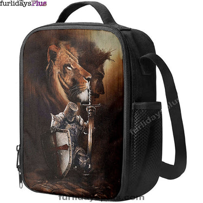 Knight Of God Lion Of Judah Serving The Lord Lunchbag, Lion Lunchbag Print, Christian Lunchbag, Religious Lunchbag