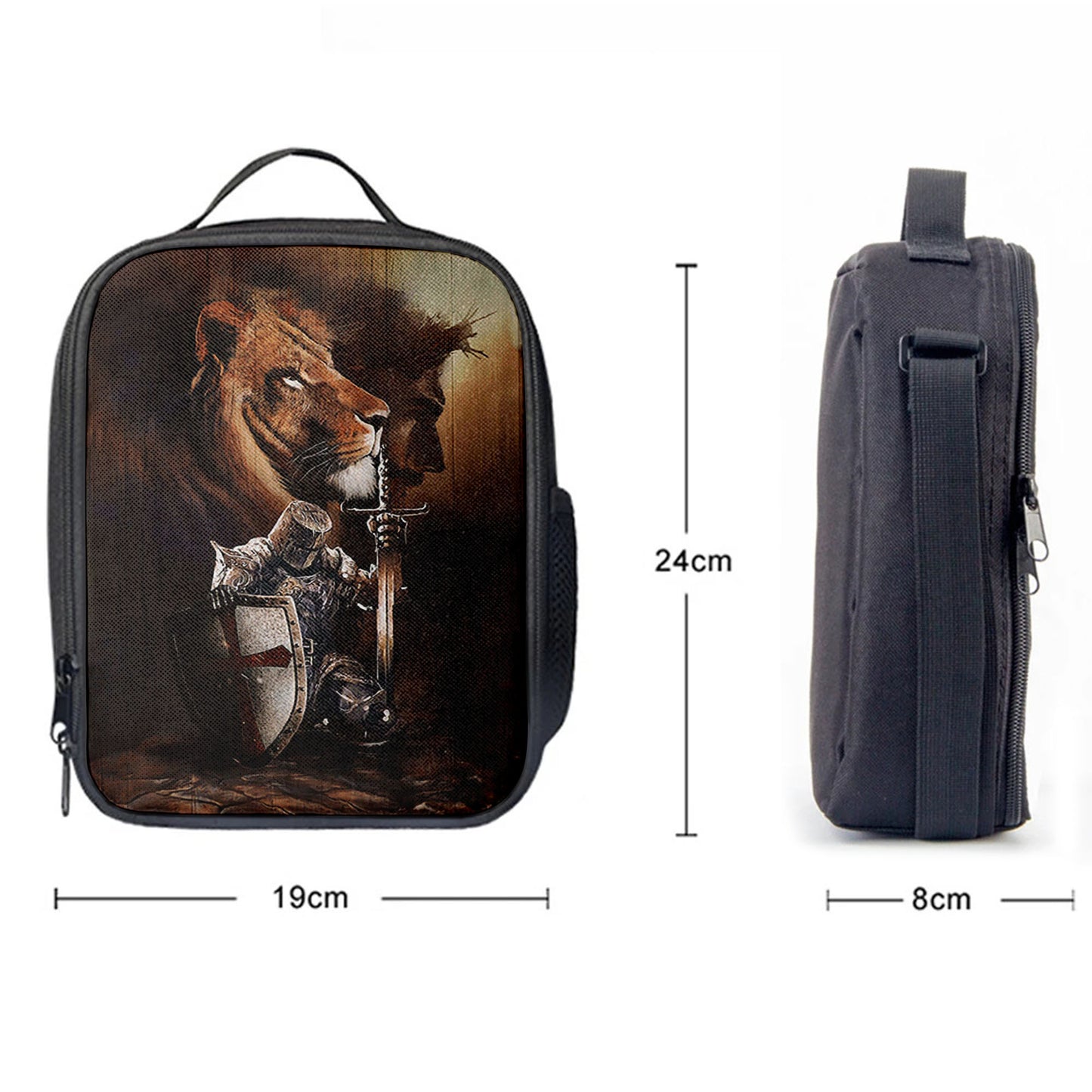 Knight Of God Lion Of Judah Serving The Lord Lunchbag, Lion Lunchbag Print, Christian Lunchbag, Religious Lunchbag