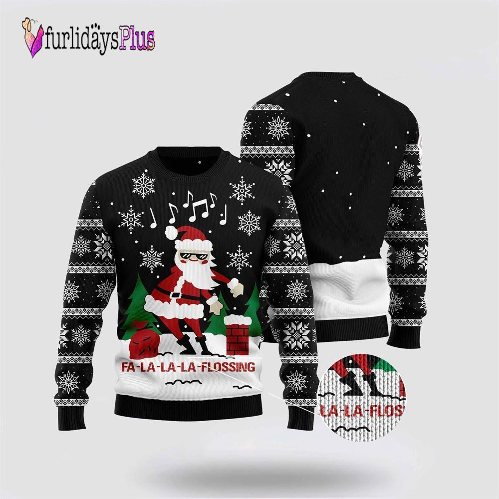 La-La-La Flossing Santa Claus Ugly Christmas Sweater For Men And Women, Christmas Gift, Christmas Winter Fashion