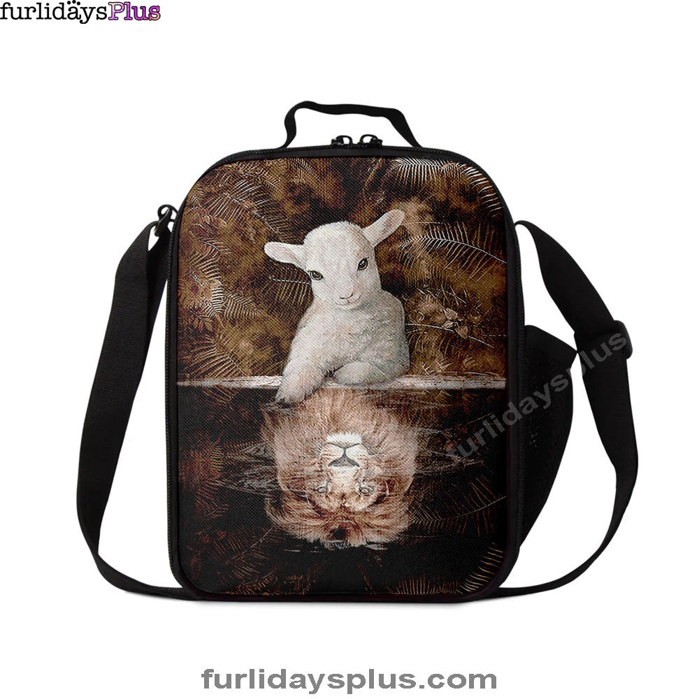 Lamb And Lion King Of Jesus Lunchbag, Christian Lunchbag, Bible Verse Lunch Bag