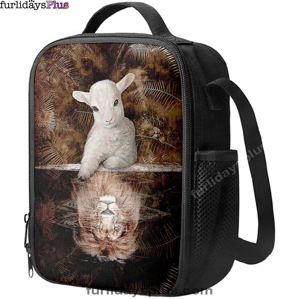 Lamb And Lion King Of Jesus Lunchbag, Christian Lunchbag, Bible Verse Lunch Bag