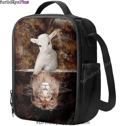 Lamb And Lion King Of Jesus Lunchbag, Christian Lunchbag, Bible Verse Lunch Bag
