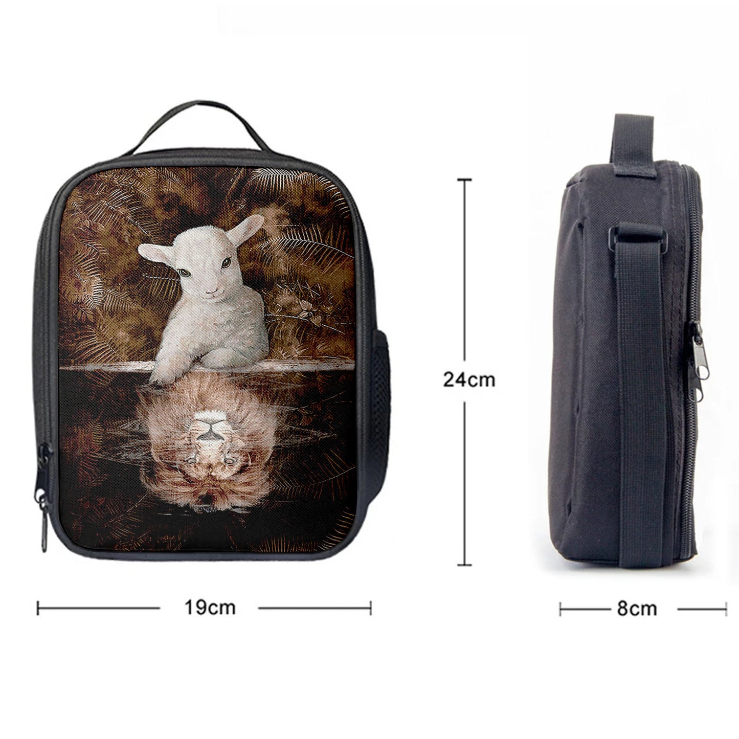 Lamb And Lion King Of Jesus Lunchbag, Christian Lunchbag, Bible Verse Lunch Bag