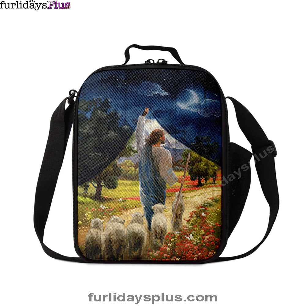 Lamb Of God Flower Field Jesus The Good Shepherd Lunchbag, Lion Lunchbag Print, Christian Lunchbag, Religious Lunchbag