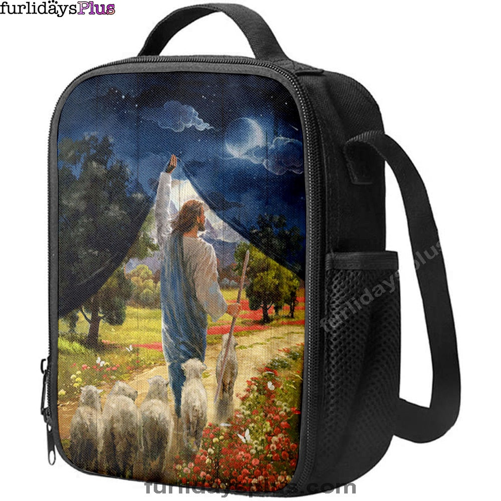 Lamb Of God Flower Field Jesus The Good Shepherd Lunchbag, Lion Lunchbag Print, Christian Lunchbag, Religious Lunchbag