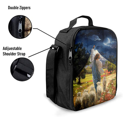 Lamb Of God Flower Field Jesus The Good Shepherd Lunchbag, Lion Lunchbag Print, Christian Lunchbag, Religious Lunchbag