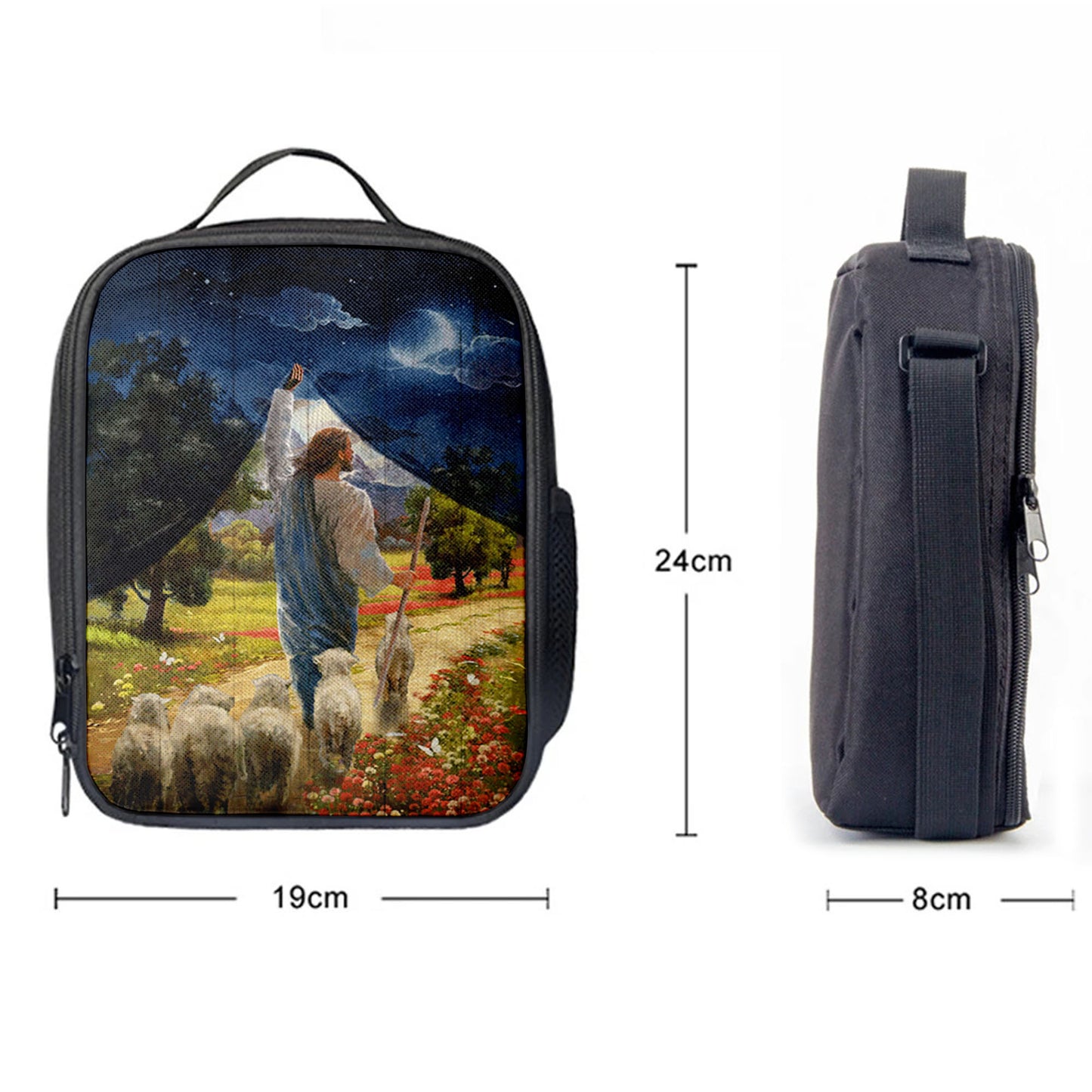 Lamb Of God Flower Field Jesus The Good Shepherd Lunchbag, Lion Lunchbag Print, Christian Lunchbag, Religious Lunchbag