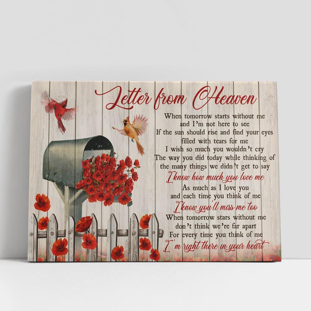 Letter From Heaven Cardinal Mailbox Poppy Flower Large Canvas, Christian Gifts Canvas Prints, Religious Canvas Art