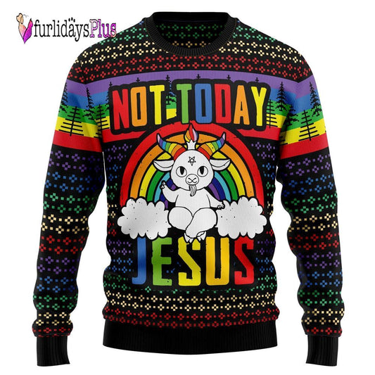 Lgbt Not Today Jesus Ugly Christmas Sweater, Christian Sweater, God Gift, Gift For Christian, Jesus Winter Fashion