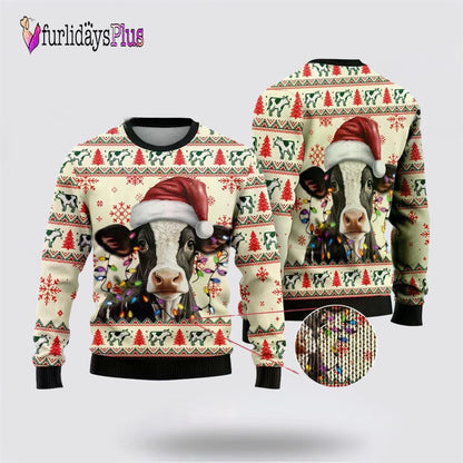 Light Santa Cattle Ugly Christmas Sweater For Men Women, Christmas Gift, Christmas Winter Fashion, Farmers Sweater