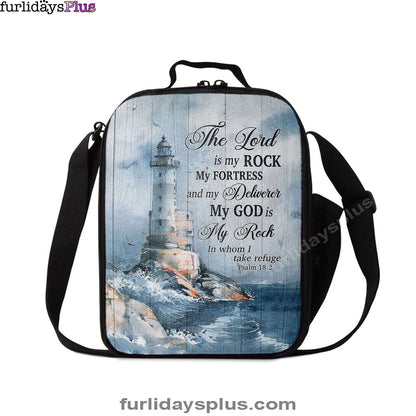 Lighthouse The Lord Is My Rock Lunch Bag, Christian Art, Bible Verse Lunchbag, Religious Lunchbag
