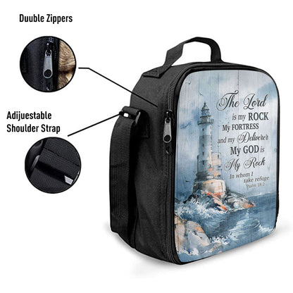 Lighthouse The Lord Is My Rock Lunch Bag, Christian Art, Bible Verse Lunchbag, Religious Lunchbag