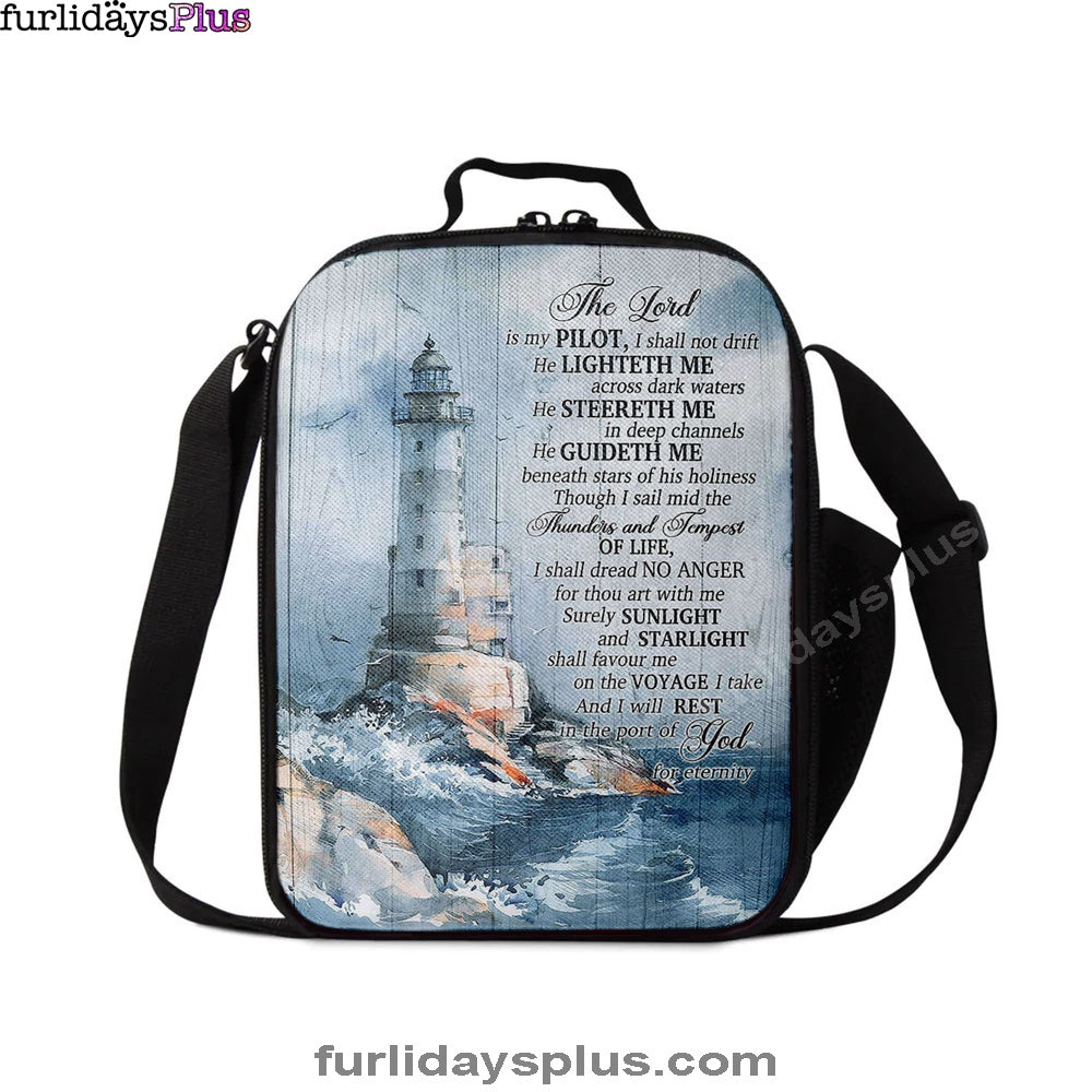 Lighthouses The Lord Is My Pilot Lunch Bag, Christian Art, Bible Verse Lunchbag, Religious Lunchbag