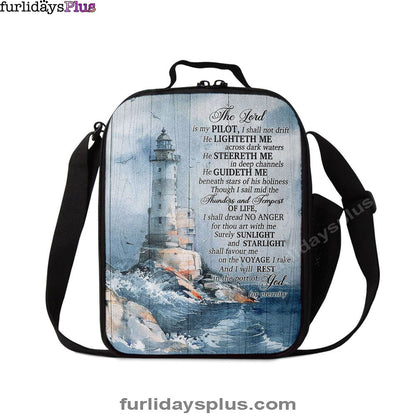 Lighthouses The Lord Is My Pilot Lunch Bag, Christian Art, Bible Verse Lunchbag, Religious Lunchbag