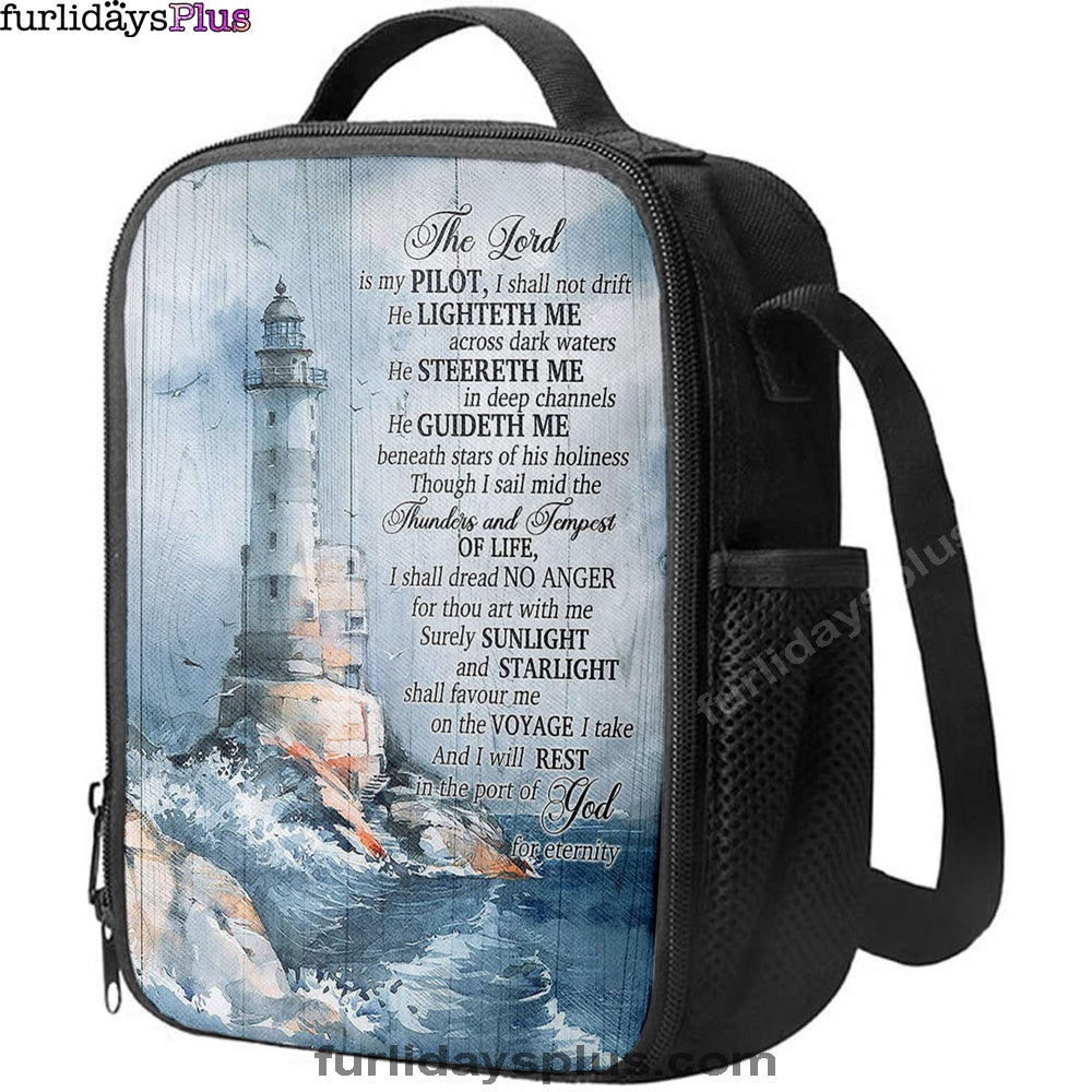 Lighthouses The Lord Is My Pilot Lunch Bag, Christian Art, Bible Verse Lunchbag, Religious Lunchbag