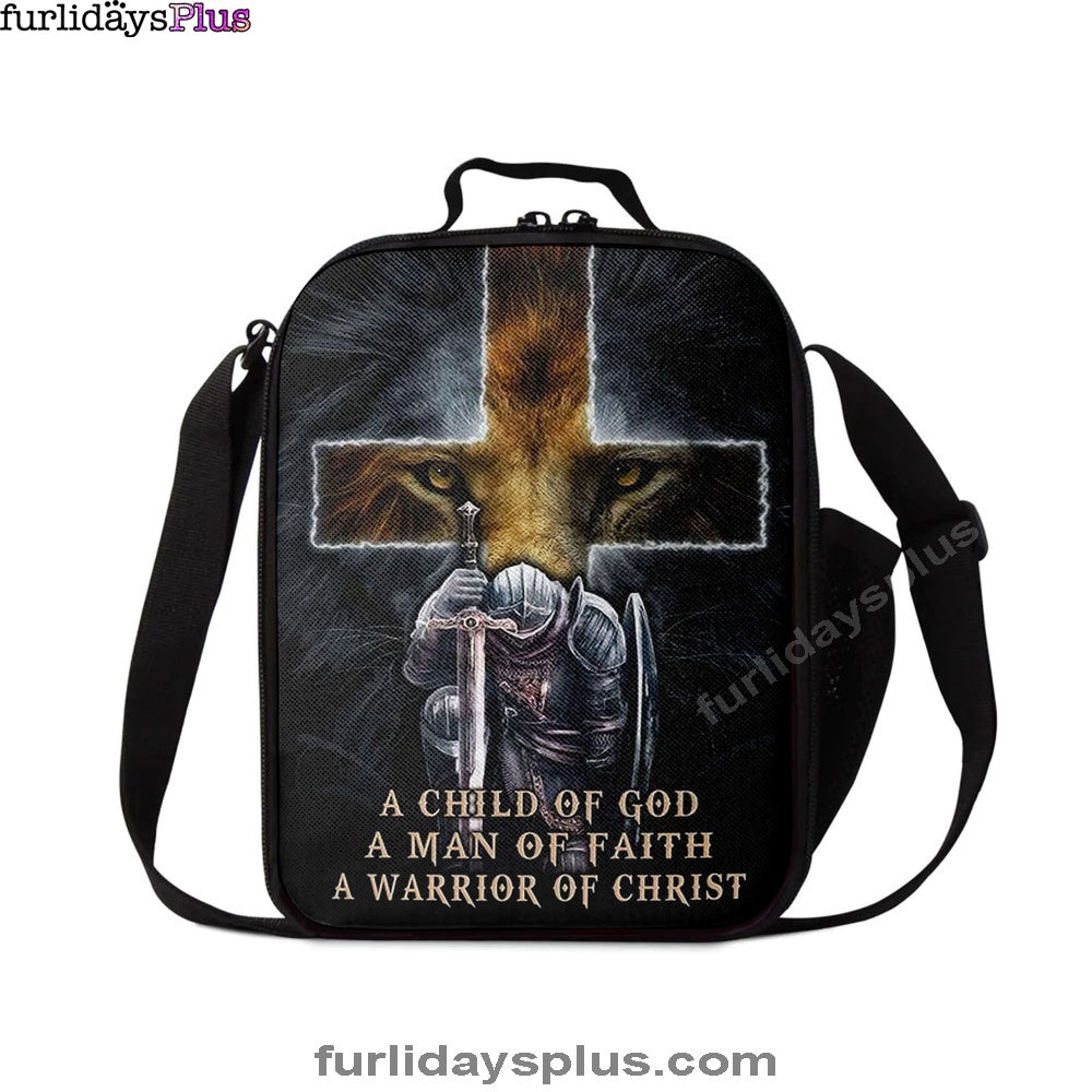 Lion A Child Of God A Man Of Faith A Warrior Of Christ Lunchbag, Christian Lunchbag, Religious Art