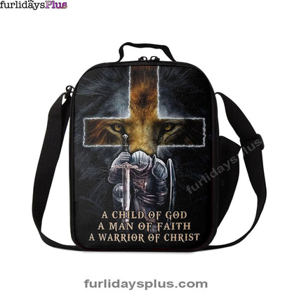 Lion A Child Of God A Man Of Faith A Warrior Of Christ Lunchbag, Christian Lunchbag, Religious Art