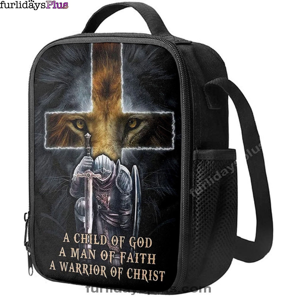 Lion A Child Of God A Man Of Faith A Warrior Of Christ Lunchbag, Christian Lunchbag, Religious Art
