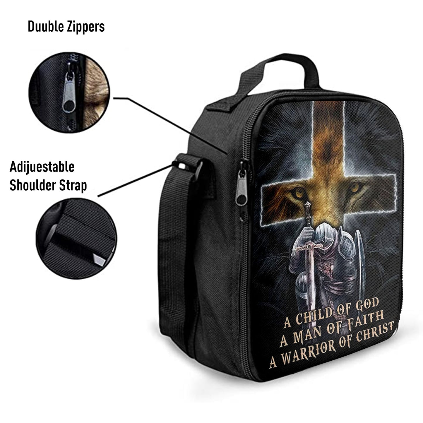 Lion A Child Of God A Man Of Faith A Warrior Of Christ Lunchbag, Christian Lunchbag, Religious Art