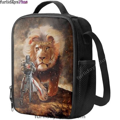 Lion And Knight Templar Jesus Lunchbag, Jesus Christ Lunch Bag, Christian Lunch Bag