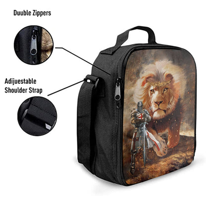 Lion And Knight Templar Jesus Lunchbag, Jesus Christ Lunch Bag, Christian Lunch Bag