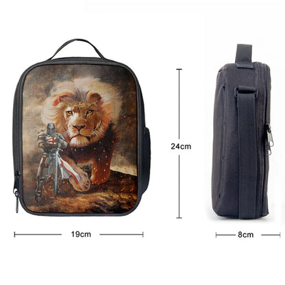 Lion And Knight Templar Jesus Lunchbag, Jesus Christ Lunch Bag, Christian Lunch Bag