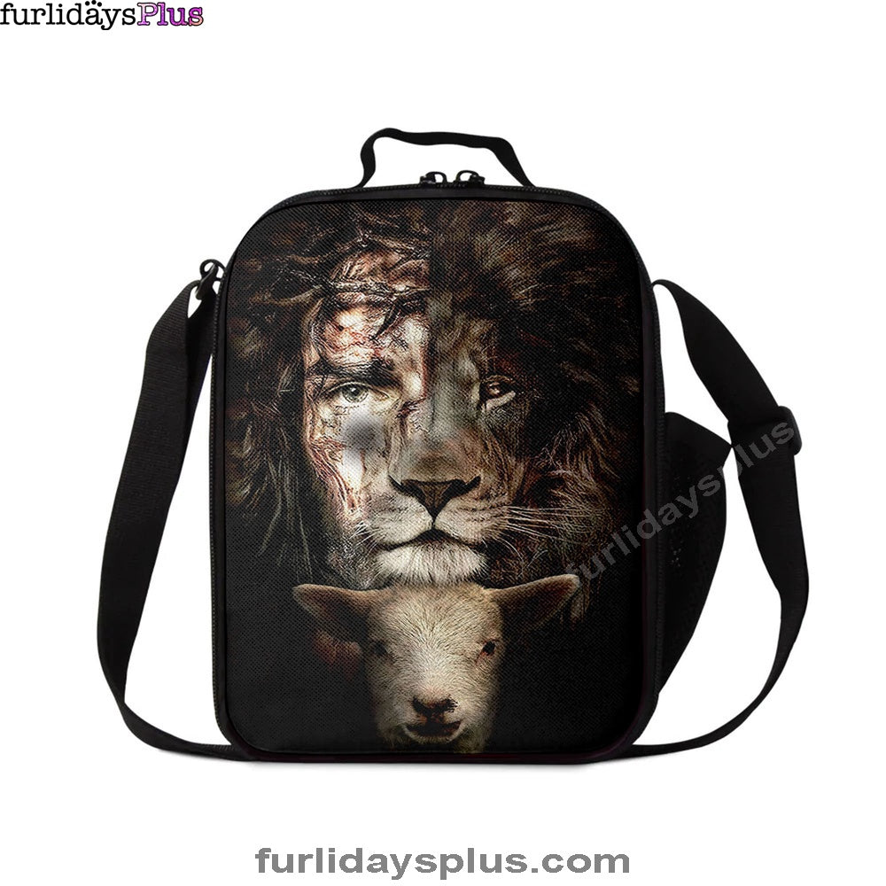 Lion And Lamb Lunchbag, Christian Lunch Bagl Lunchbag, Religious Lunchbag