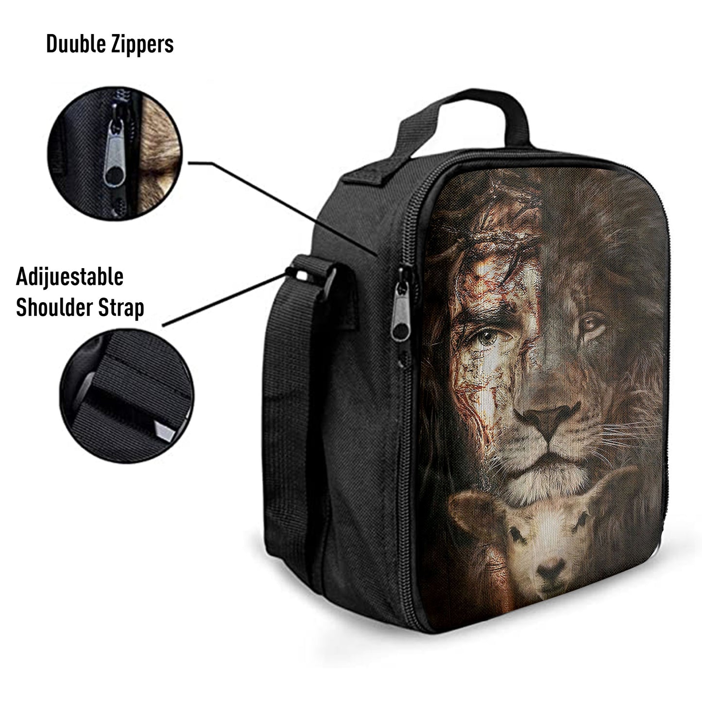 Lion And Lamb Lunchbag Prints, Christian Lunch Bagl Lunchbag, Religious Lunchbag