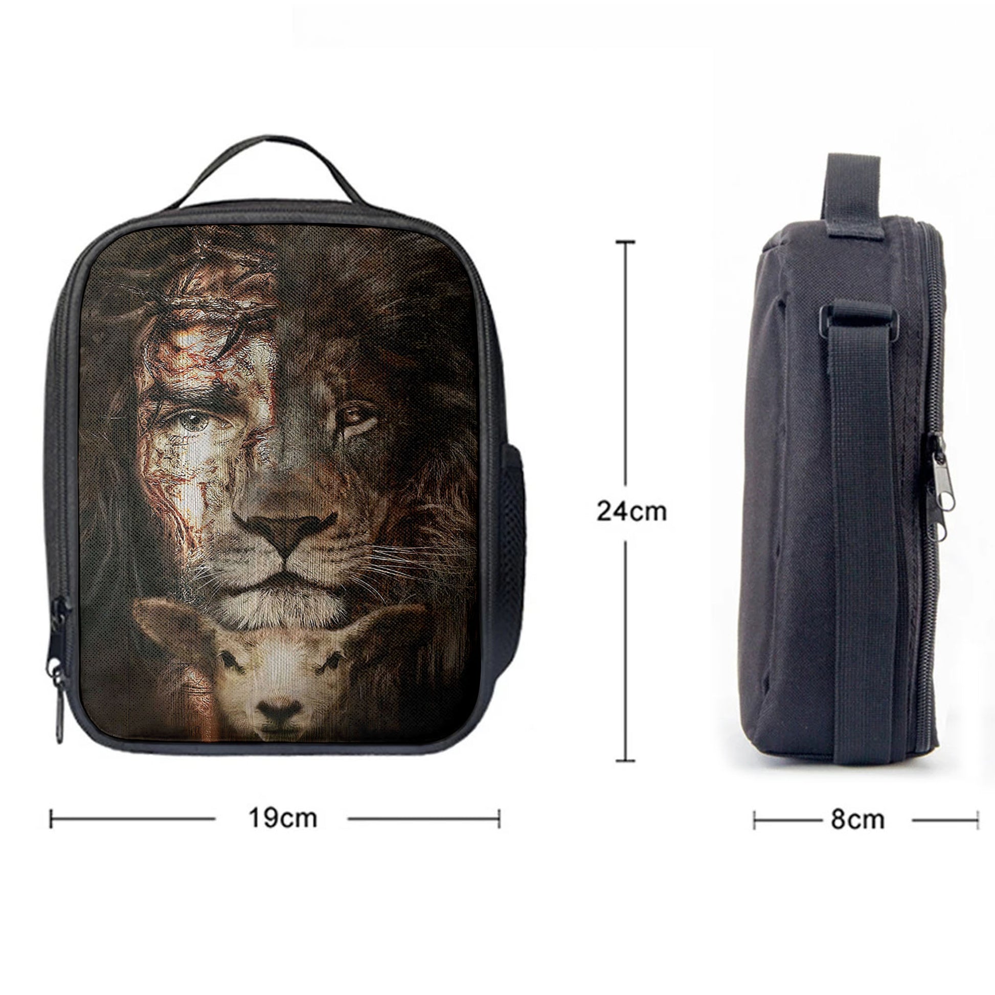 Lion And Lamb Lunchbag Prints, Christian Lunch Bagl Lunchbag, Religious Lunchbag