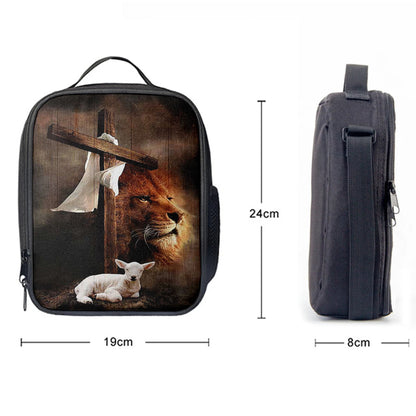 Lion And Lamb Of God Lunchbag, Bible Verse Lunch Bag, Inspirational Art, Christian Lunchbag
