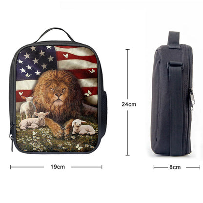 Lion And The Lamb Daisy Garden Lunchbag, Lion Lunchbag Print, Christian Lunchbag, Religious Lunchbag