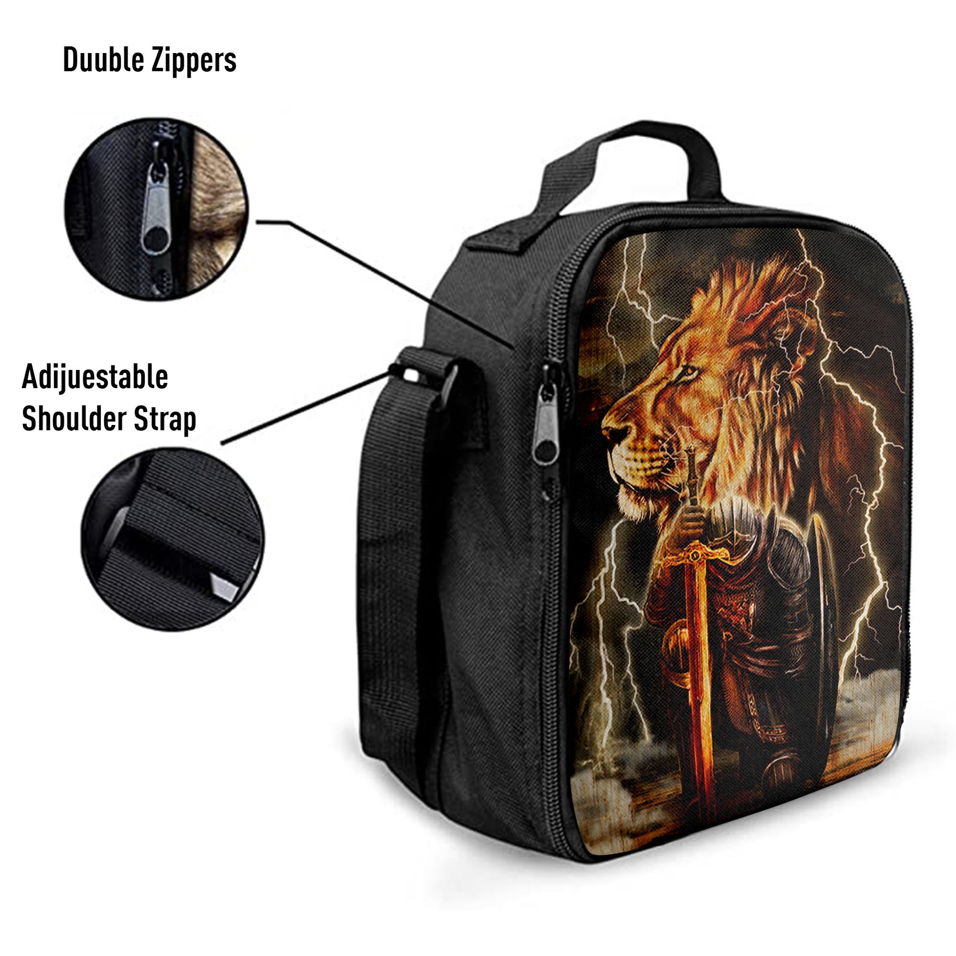 Lion And The Warrior Lunchbag, Christian Lunch Bagl Lunchbag, Religious Lunchbag