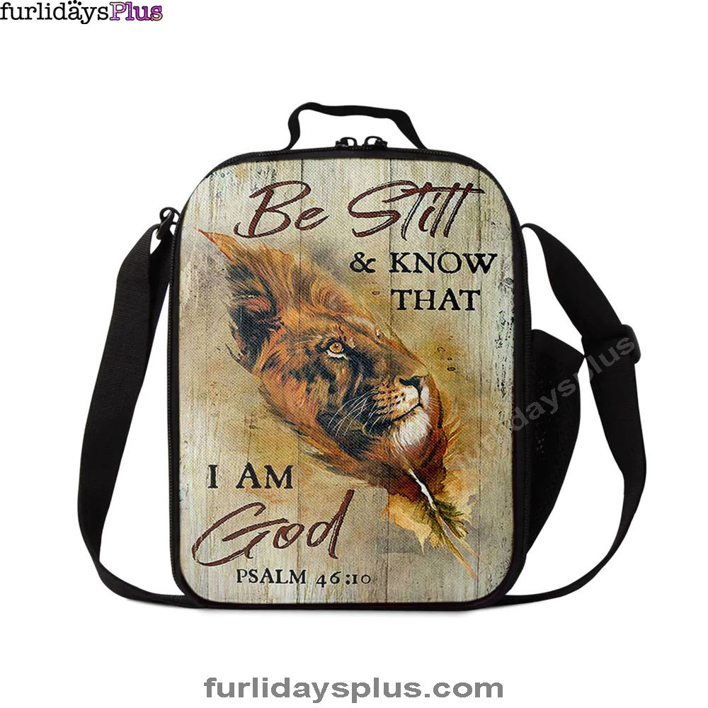 Lion Be Still And Know That I Am God Lunchbag, Lion Lunchbag Print, Christian Lunchbag, Religious Lunchbag
