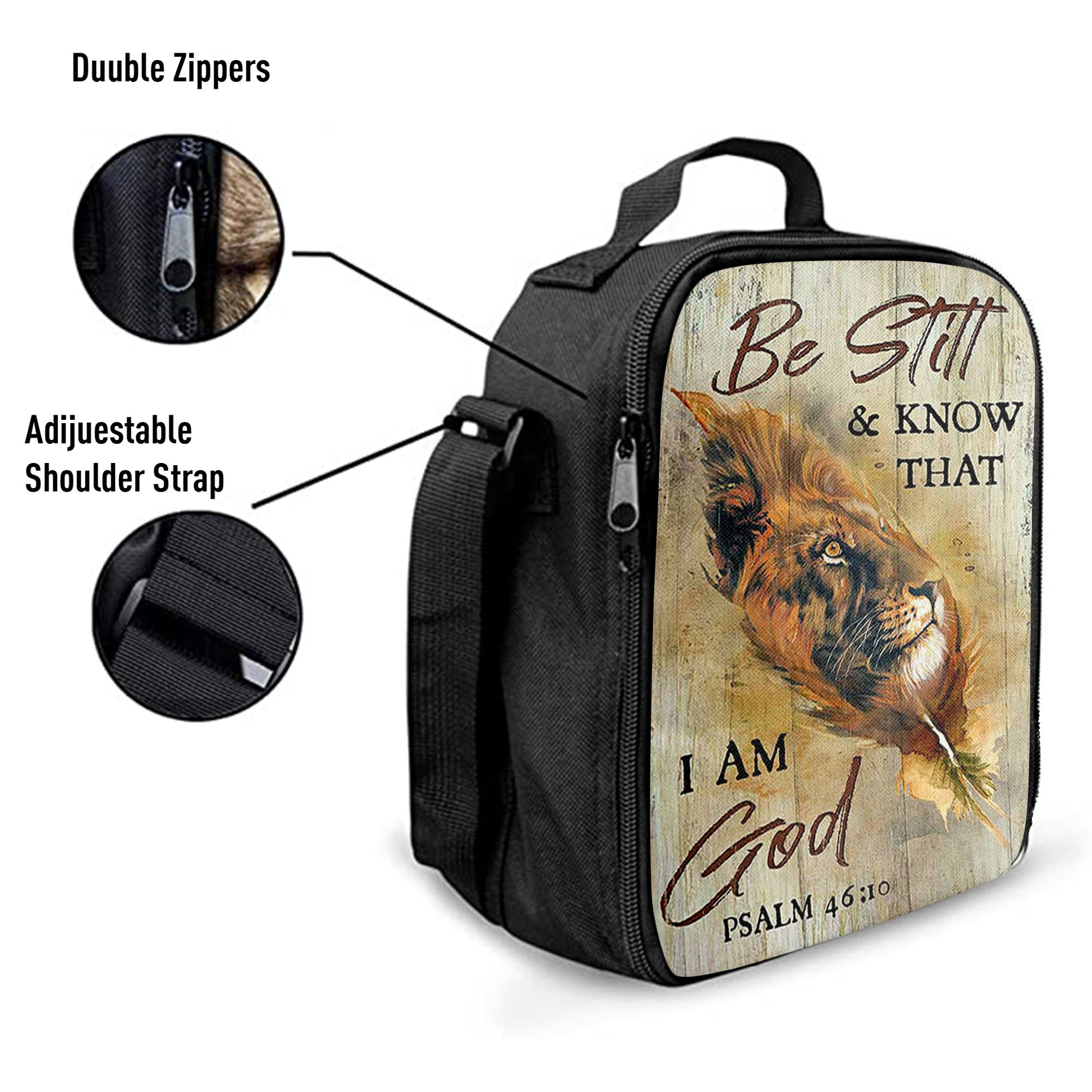 Lion Be Still And Know That I Am God Lunchbag, Lion Lunchbag Print, Christian Lunchbag, Religious Lunchbag